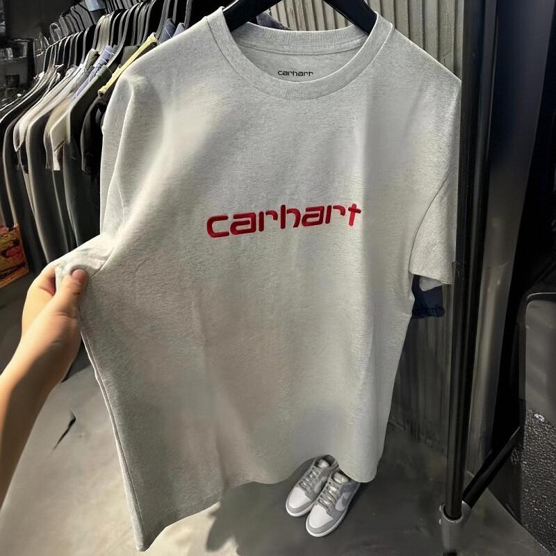 Short-Sleeved T-Shirt for Men and Women, Summer Pure Cotton Versatile Round Neck Couple's American-Style Casual Loose Large Size Letter Embroidered Top Short-Sleeved T-Shirt for Men and Women, Summer Pure Cotton Versatile Round Neck Couple's American-Style Casual Loose Large Size Letter Embroidered Top