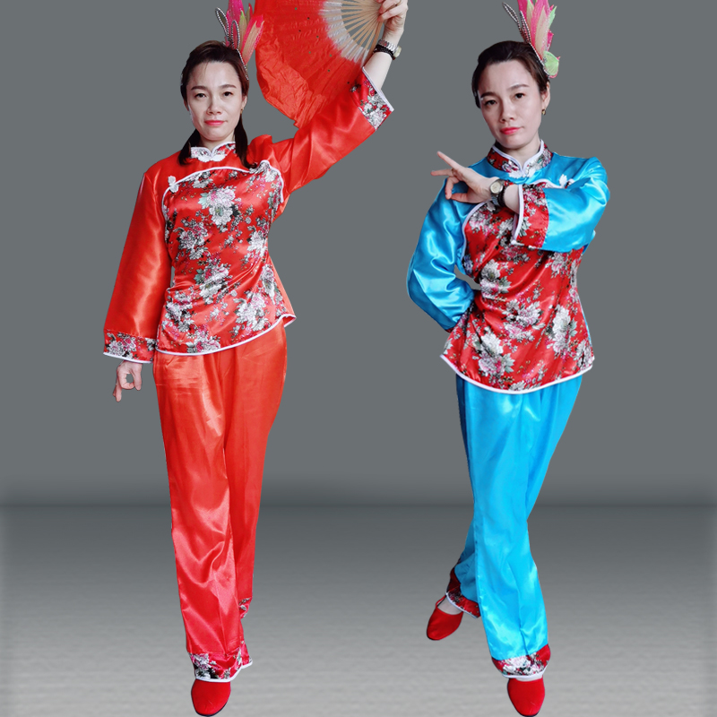 2021 New Fan Dance Dance Costume Yang Song Show in the Classical Northeast Middle - East Middle - aged Waist Drums Square