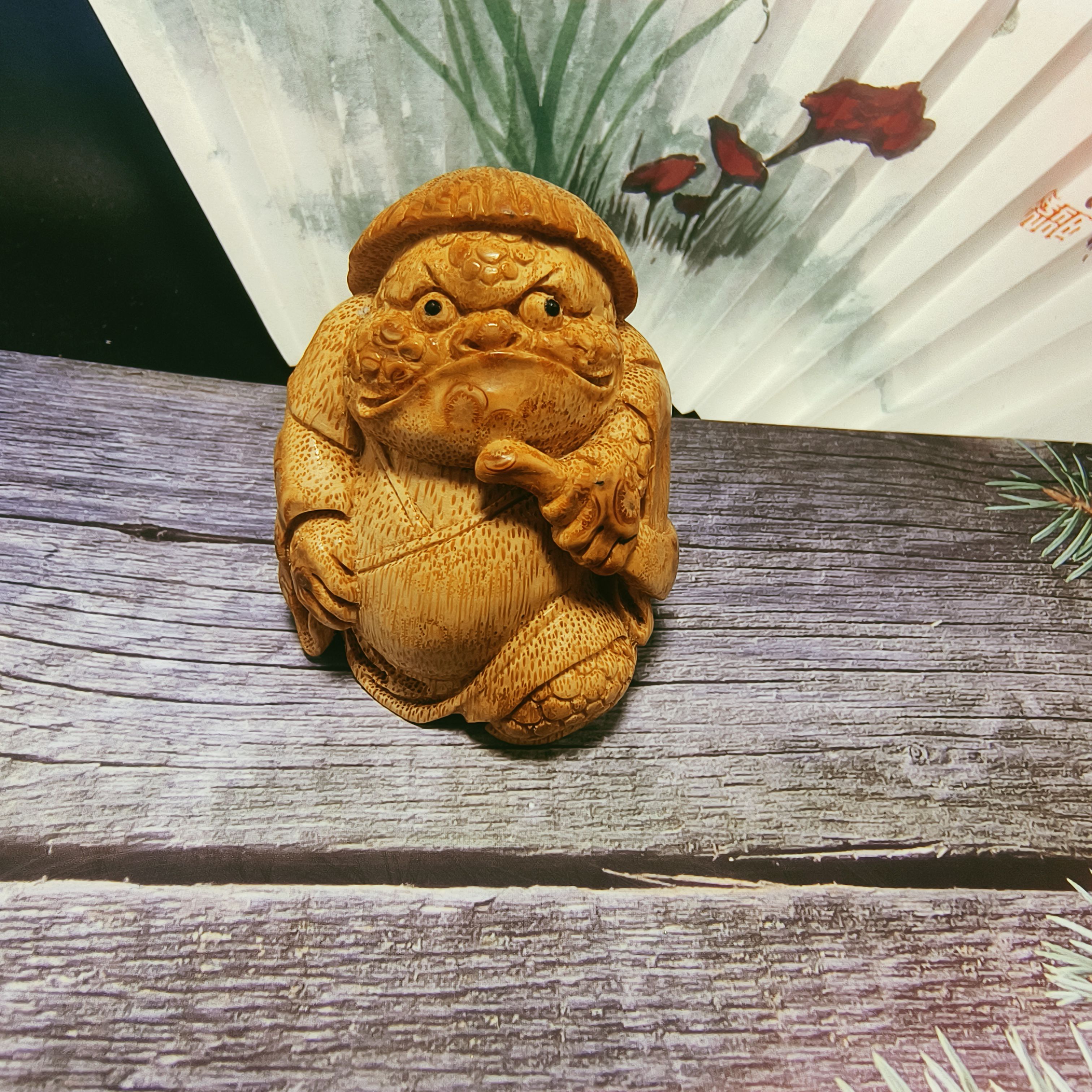 竹根彫花瓶　蛙 画竜点睛】〜ガリョウテンセイ〜 焼き上がりました‼️ 荒目の