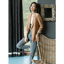 Suit jacket female design sense niche Korean version British style spring and Autumn Khaki slim-fit business suit suit top