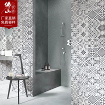 Nordic Gray small tiles 200mm tiles retro restaurant bathroom non-slip floor tiles kitchen balcony wall tiles