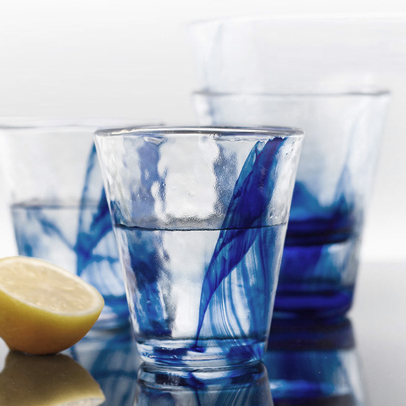 Murano Blue Ink Drink Cup Water Glass Italy Imported Bormioli Rocco Tempered Glass Spot