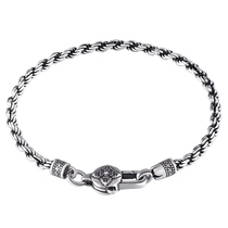 Rotai Old Silversmith 925 Silver Hemp Rope Woven Bracelet Men Tide Card Retro Thai Silver Handmade Ornament Brief 100 lap