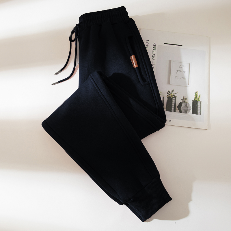 Black Spring and Autumn Thin Sports Pants for Women, Plus-Size Slimming Casual Harem Sweatpants, Spring and Autumn Jogger Pants Trendy