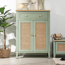 American style rattan shoe cabinet home entrance entrance cabinet into the home integrated storage cabinet Japanese shoe cabinet solid wood