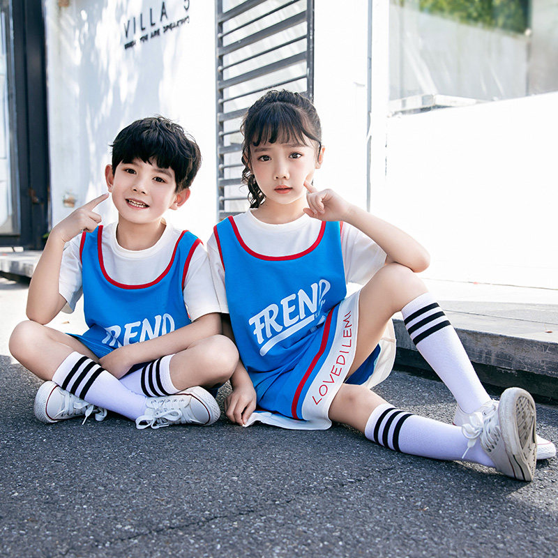 61 Children's Performance Costume Football Sportswear Boys and Men Summer Games Basketball Costume Kindergarten Graduation Clothing