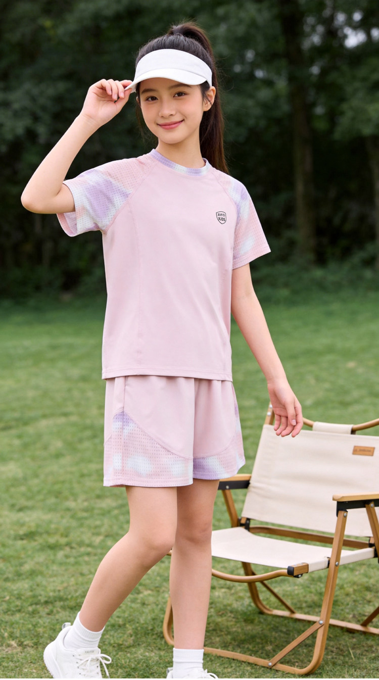 2026新款童装女童速干运动套装儿童冰丝短袖两件套男童网眼篮球服 — 5