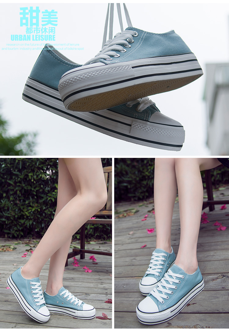 Mùa xuân và mùa hè trắng sneakers ladies Hàn Quốc phiên bản của nền tảng giày vải thấp để giúp thể thao và giải trí thắt lưng tăng giày đơn triều