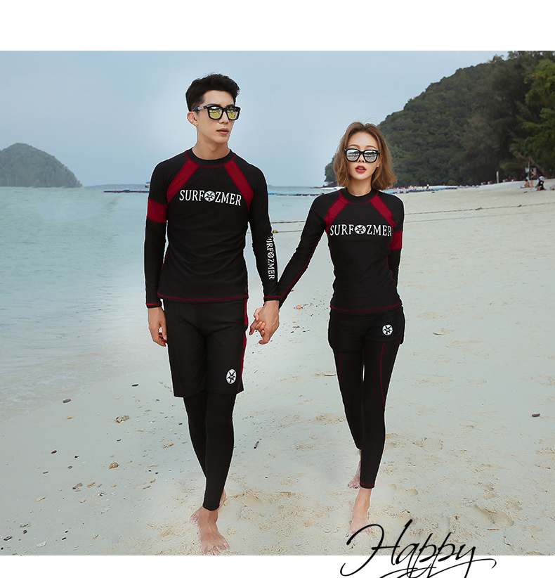 Bộ đồ bơi liền thân dài tay đôi 2018 mới hợp thời trang nam nữ mỏng manh - Vài đồ bơi 	đồ đi biển đôi nữ