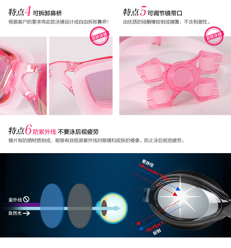 Kính bơi áp dụng HD chống sương mù cận thị kính bơi khung lớn mạ người lớn chống rò rỉ nam và nữ kính phẳng kính bơi cận speedo