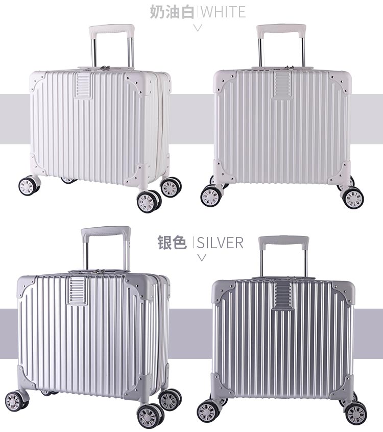 Logo tùy chỉnh vali retro nữ 18 inch nhỏ xe đẩy trường hợp bánh xe phổ thông vali mini 16 inch 17 hộp mật khẩu - Va li vali lusetti