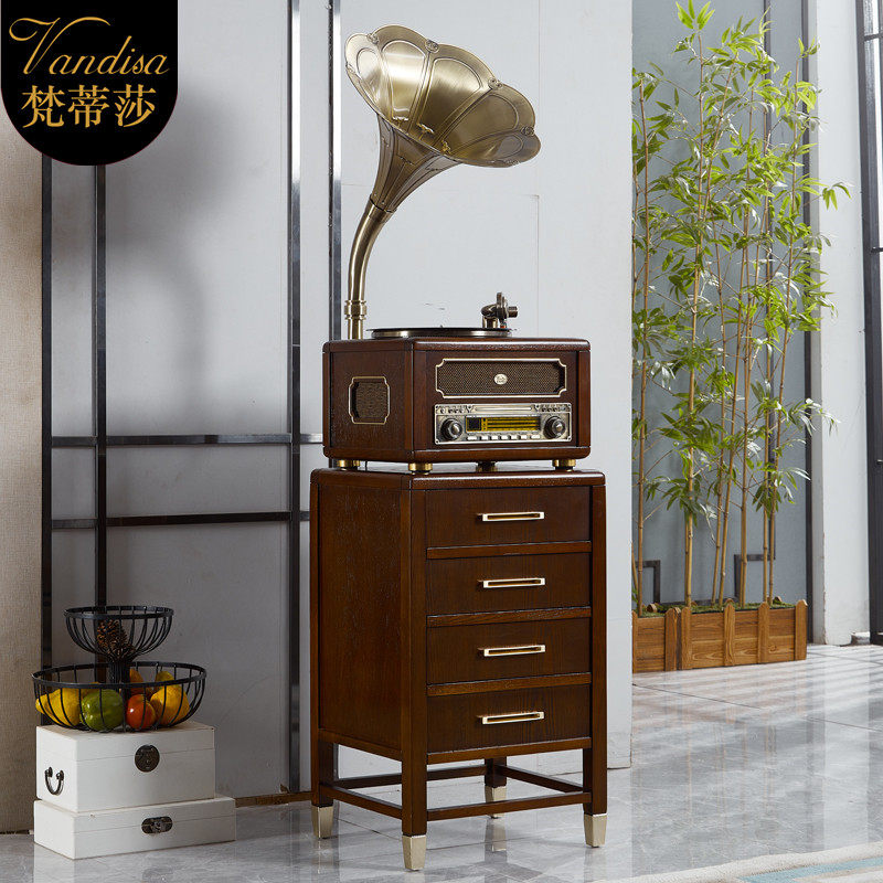 Vantisa new Chinese vintage phonograph simple vinyl record player Home living room audio antique Bluetooth speaker