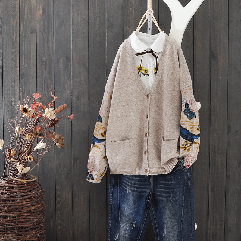 旭宁复古文艺毛衣外套女2018秋季新款针织开