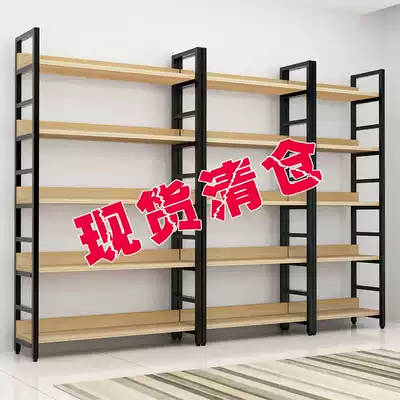 Bookshelf floor-to-ceiling simple steel wood multi-layer storage shelf Living room wrought iron storage shelf Simple bookcase shelf shelf