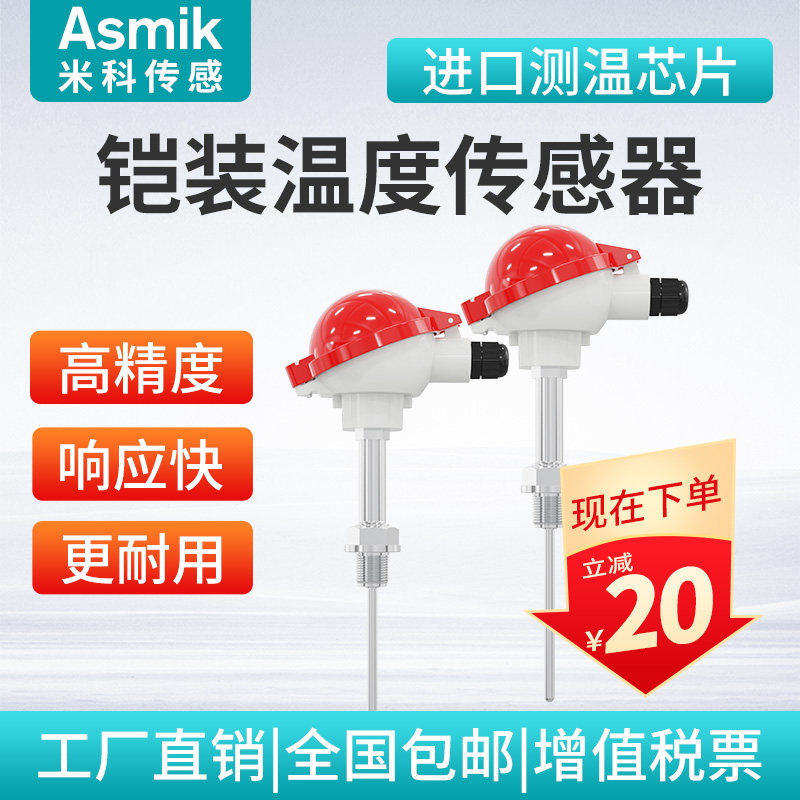 米科铠装热电偶K型WZPK热电阻工业不锈钢温度传感器WRNK-131/230