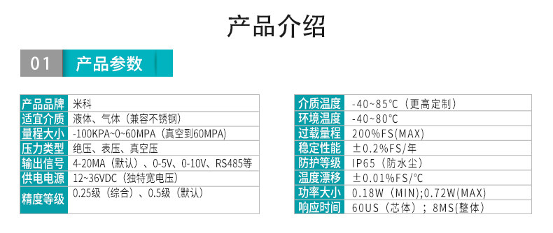 MIK-P300压力变送器参数