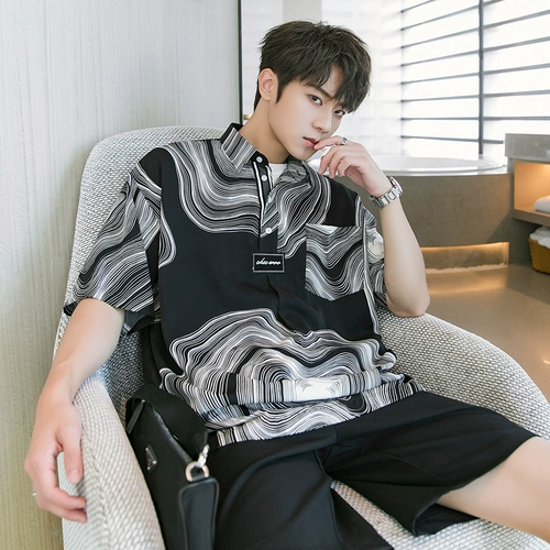 CHICERRO Сексуальная рубашка, трендовая футболка polo, короткий рукав, в корейском стиле