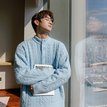 CHICERRO Sicilian mens clothing twist-knot V collar sweater long sleeve casual loose sleeve head thickened warm jacket