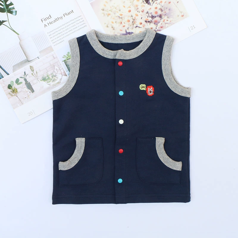 Quần áo trẻ em Nhật Bản trẻ em mùa xuân và mùa thu cotton mỏng áo vest bé trai và bé gái tay áo terry tay áo cotton bé - Áo ghi lê