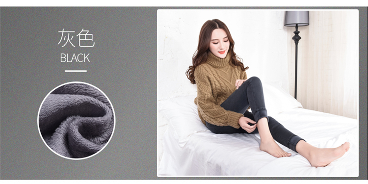 Đặc biệt hàng ngày mùa thu đông của phụ nữ eo cao màu đen cộng với quần jean dày nhung nữ chân bút chì phiên bản Hàn Quốc màu xám 220 kg quần jean ngố ống rộng