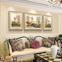 Sofa Background Wall Decoration Painting Wall Painting European-style Atmosphere Style Hair Treasure elk triptych Painting Murals Living Room Hanging