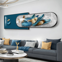 Modern simple living room decorative painting light luxury large feather mural blue atmospheric wall painting sofa background wall hanging painting