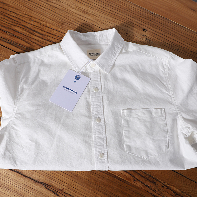 Japanese Company Order! Pure Cotton Oxford Fabric Japanese Retro Workwear Long-Sleeve White Shirt for Men and Women, Couple Casual Shirt