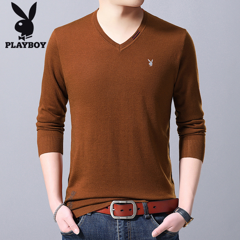 Playboy mùa thu / mùa đông áo len nam giới v-cổ 2020 mới hàng dệt kim thường phiên bản Hàn Quốc xu hướng áo len đáy