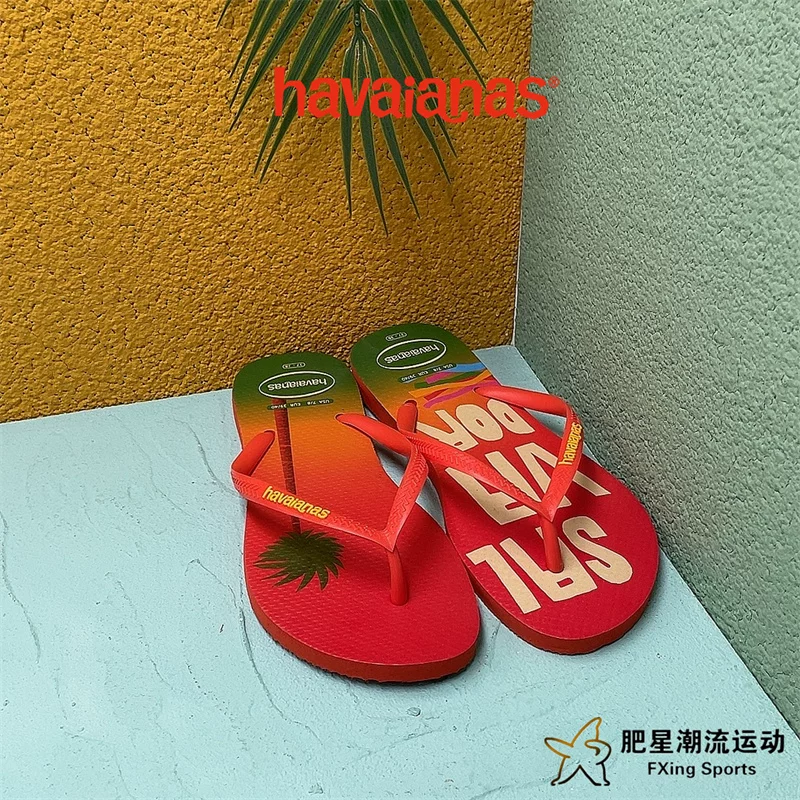 Сланцы Havaianas Slim Postcard с принтом, удобные повседневные пляжные шлепанцы для женщин