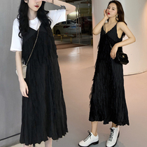 Pregnant women summer dress season two sets of sniffing and new French medium- and long-range loose coat dress