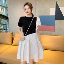 Pregnant women summer dress for summer nursing outdoor two large sweet Korean version middle long loose coat dress