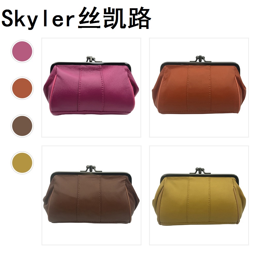 New Hand Grab Bag Women Genuine Leather Wallet Mini-Bag Lady Bag Bag Zero Wallet Buckle Pure Color Youth Tide and Europe