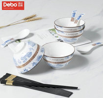 debode platinum ceramic cutlery dining bowl noodle bowl soup bowl home dish suit combined high temperature resistant chopsticks
