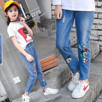 Quần jean bé gái mùa thu giản dị cho bé quần denim dài 3-12 tuổi bé phiên bản Hàn Quốc của quần trẻ em nước ngoài quần sịp bé trai