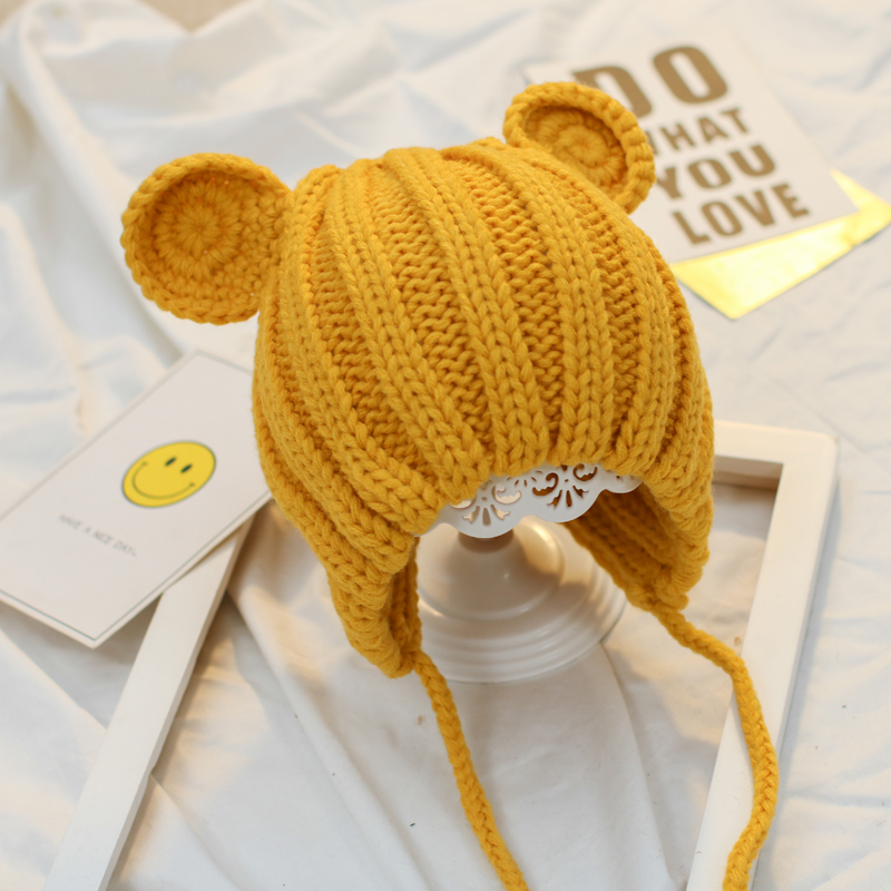 Baby 6 months-3 years old boys and girls handmade ear knitted wool hat baby cute hat autumn and winter tide ins