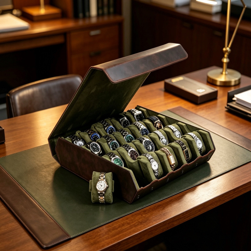 New Watch Box, Detachable, Handmade, Genuine Leather Watch Storage Box, Multi-Position Watch Collection Box, Unisex