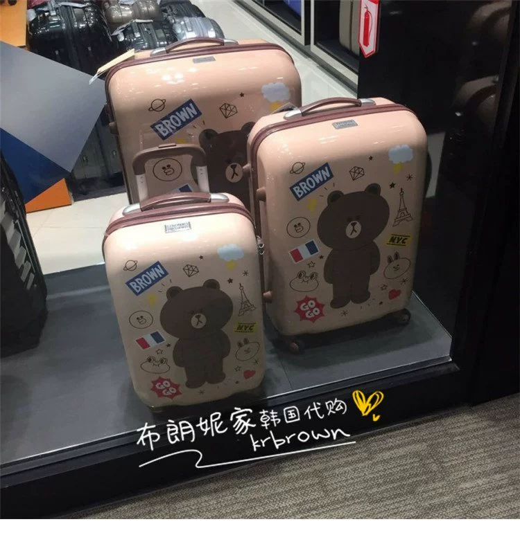 Hàn Quốc LINE FRIENDS x Samsonite Samsonite Chuck Brown Bear vali xe đẩy vali