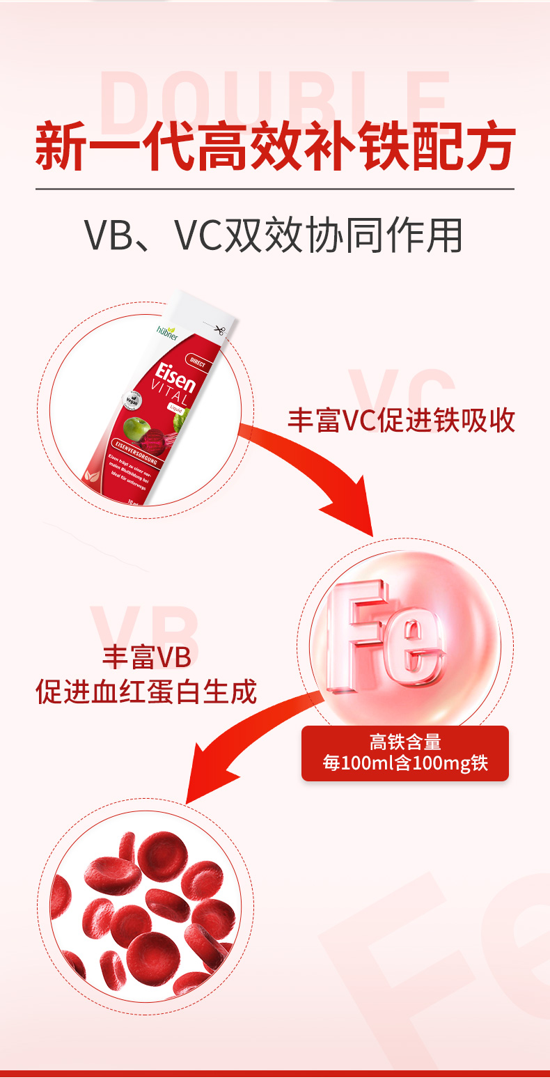德国百年有机品牌 Huebner EV 补铁补血口服液 10ml*20条 图7
