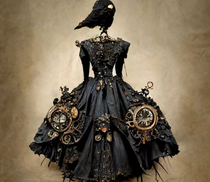 SexyGOGO cyberpunk dark big skirt small high waist lolita mechanical butterfly op dark goth