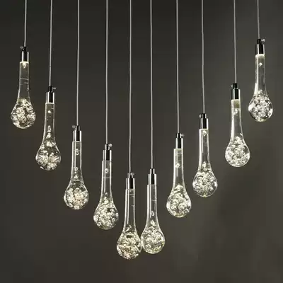 Wedding ceiling decoration 10 transparent acrylic water drop chandelier wedding stage scene layout light LED string