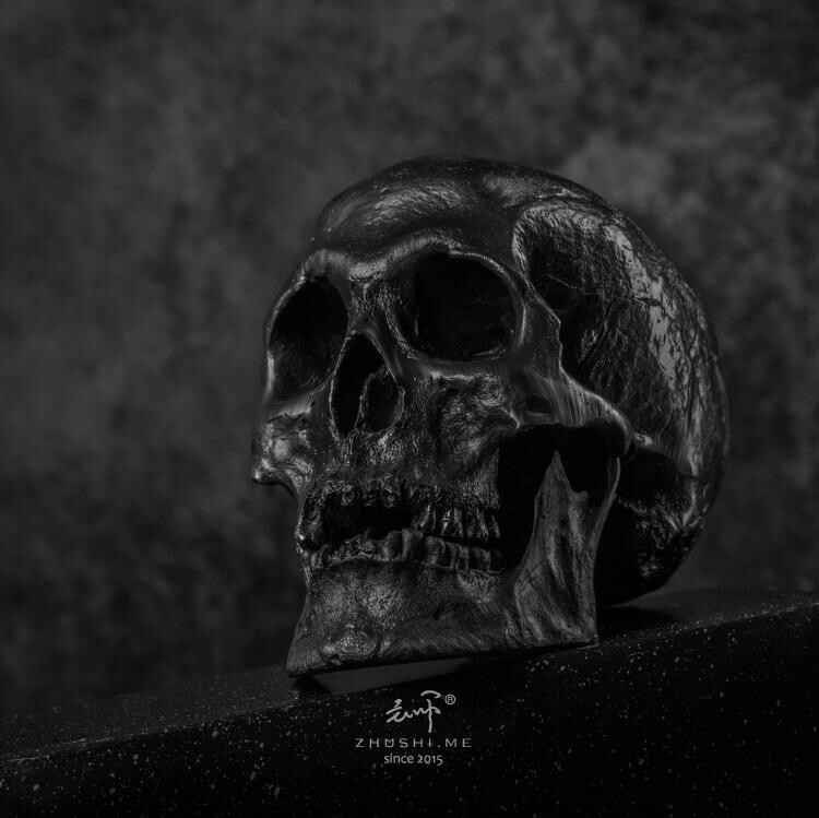 New Model 1:1 Realistic Dark Resin Skull Skeleton Model Art Photography Prop Halloween Decoration