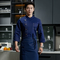 Комфортный синий лонгслив, фартук