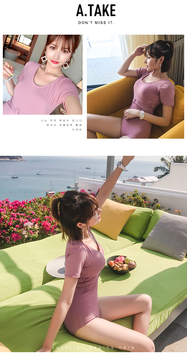 2019 áo tắm mới nữ che bụng thon gọn ngực nhỏ thu thập bảo thủ chống nắng đảo kỳ nghỉ giải trí nước bơi - Bộ đồ bơi One Piece bộ đồ bơi liền thân