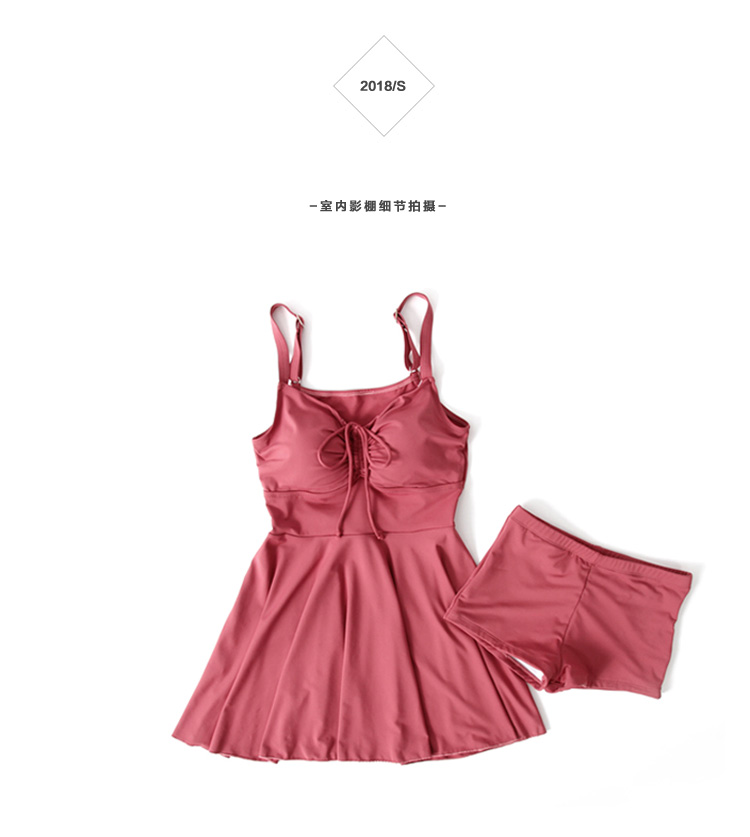 Áo tắm Xiaotao Nữ sinh viên bảo thủ che bụng Slim Girl Hàn Quốc Resort Spa Váy chia tay áo tắm Boxer 	áo tắm 2 mảnh yếm	