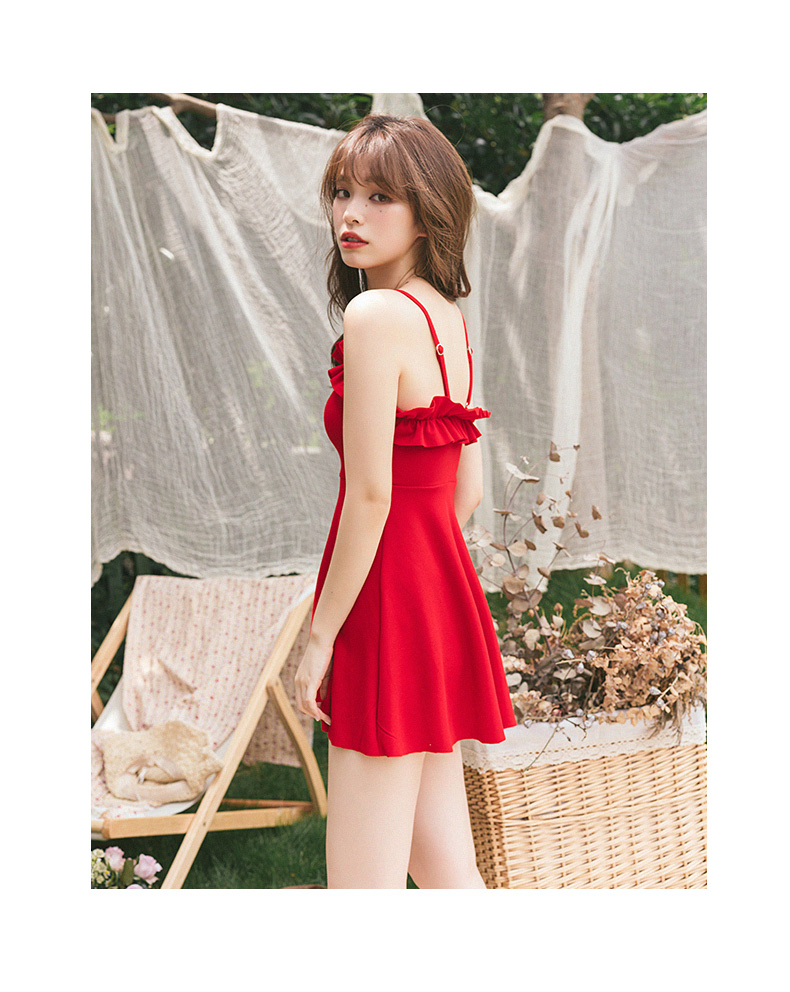 Xiaotao đồ bơi nữ chia hai mảnh đồ lót độc lập dày bảo thủ gỗ tai nhỏ ngực tập hợp váy áo tắm đồ bơi 2 mảnh cạp cao