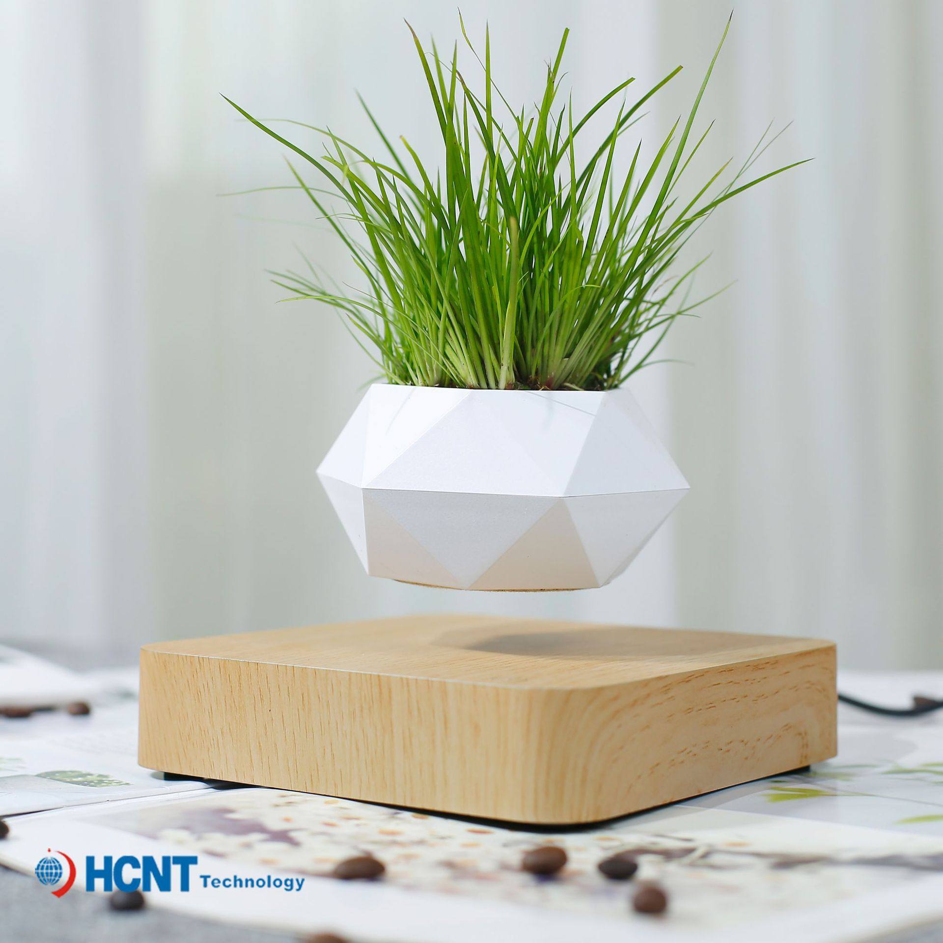 Manufacturers direct selling magnetic pot in the air creative parts suspended wood pot plant pot scene