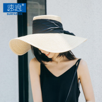 Sanya tourist resort seaside sunscreen equipment female beach big brim summer shade straw hat big edge hat foldable