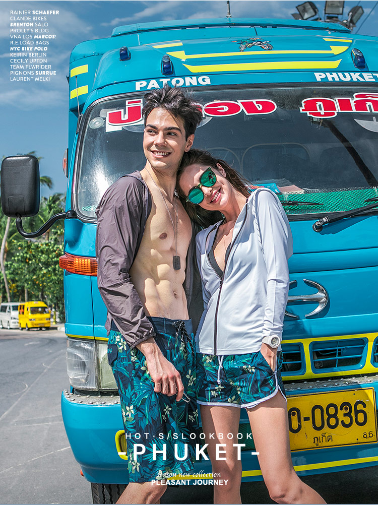 Speed ​​Wave Làm khô nhanh Quần đôi đi biển Quần dài nam Hot Springs Boxing Quần short nữ Quần đi biển Beach Quần short năm điểm quần short 7 màu đi biển	