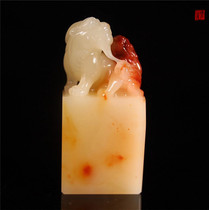 Shoushan Stone Old Sex Junction Crystal Candle Red Three Colorful Hibiscus Stone Seal Less Lions Tailion Seal Engraving Gift Jiao