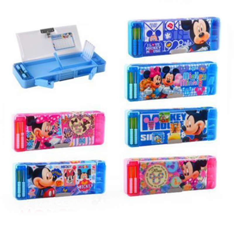Youle Z6944 multi-functional double-sided plastic stationery box for primary and secondary school students Mickey pencil box